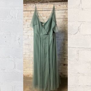 jenny yoo eucalyptus green tulle flutter sleeve bridesmaid dress [size 24]